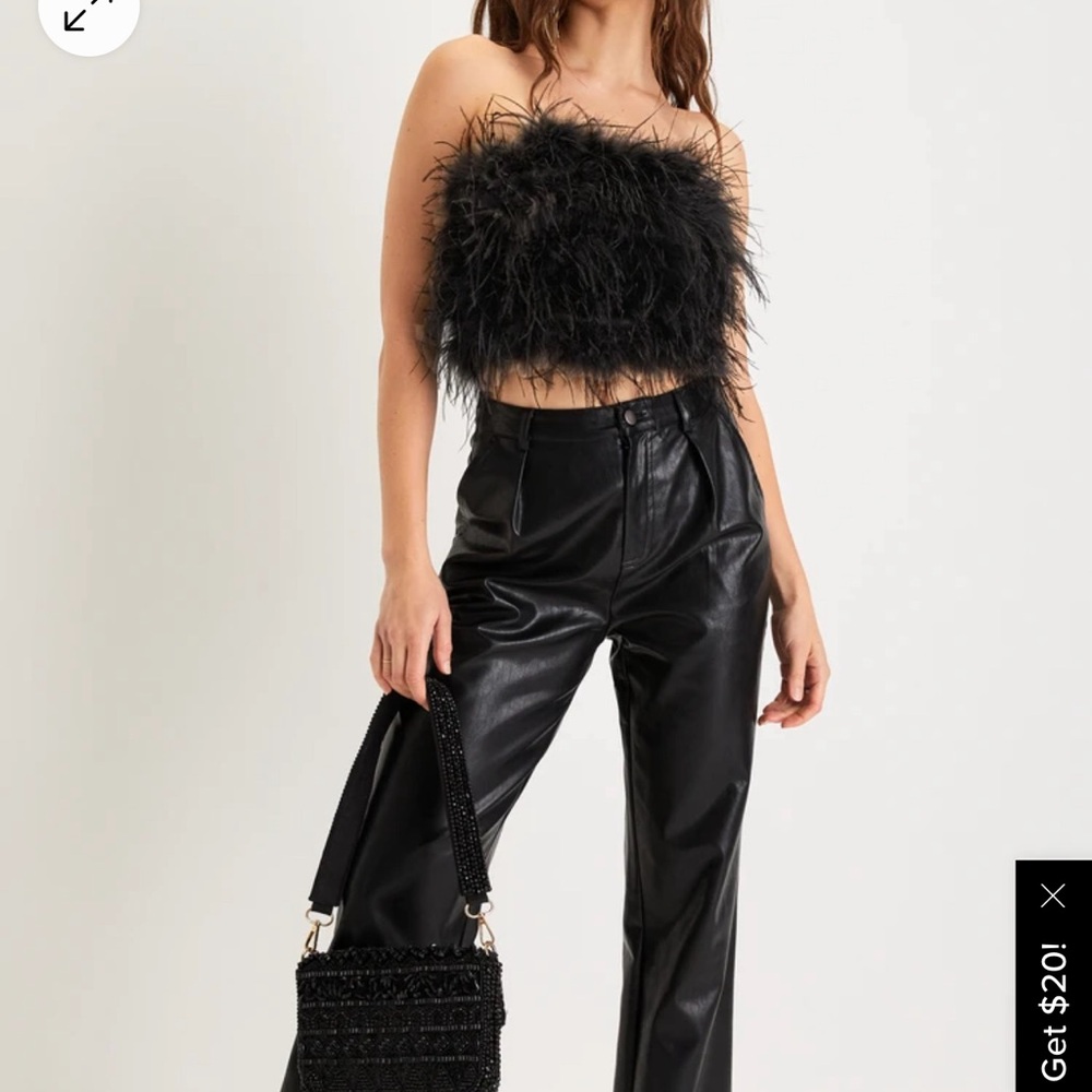 VIP Attitude Black Feather Strapless Crop Top
Lulus
